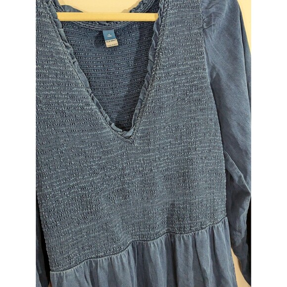 Old Navy Womens Smocked Bodice Maxi Dress Tiered Denim Lyocell Medium Tall - Picture 4 of 7